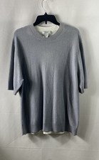COS Women's Gray Special Dye 100% Cotton Ribbed Short Sleeve Knit Top Sz L NWT picture