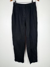 Quince 100% European Linen Pleated Trouser Pants Womens 4 Black High Rise picture