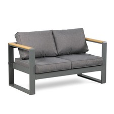 Aoodor Outdoor Loveseat Patio Aluminum 2-seat Sofa Sectional Set with Cushions picture