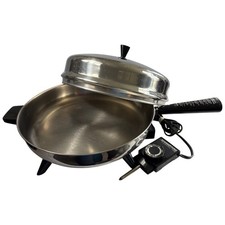 Farberware Aluminum Clad Electric Skillet Fry Pan 12-inch Silver Vintage Cook picture