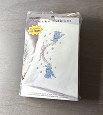 Vintage NIP Bucilla Special Edition Kit 2 Stamped Needlepoint Doves Pillowcases picture