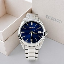 Seiko SUR309 Essentials Men's Blue Dial Stainless Steel Quartz Watch 40.2mm New picture