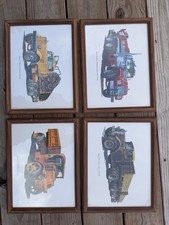 Vintage 1975 Mack Trucks 75th Anniversary Prints Set 4 Framed Truck History picture