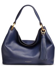 $388. Donna Karan N Y Glenwood Leather Shoulder Bag Tassel Detail Dark Night picture