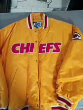 Vintage Starter Kansas City Chiefs Gold Satin Jacket NFL Snap Front picture