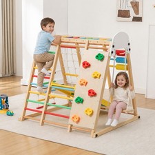 9-in-1 Foldable Wooden Kids Climbing Frame & Slide Playset picture