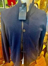 BRIONI 100% Cashmere Cardigan, Navy, Zip/Button Leather, RT3600$, 48IT-Italy,New picture