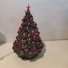 Vintage Nowell’s Mold Carol Ceramic Lighted Christmas Tree 16” W/ Base picture