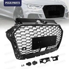 For 2017-20 Audi A3 RS3 Style Front Honeycomb Mesh Grille Gloss Black W/ACC Hole picture
