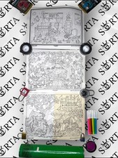 Rare UNUSED 1982 Doodle Art Set Coloring (3) Posters Uncolored Enchanted Castle picture