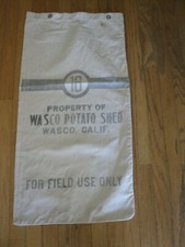 ANTIQUE CANVAS DRAW STRING BAG ADVERTISING WASCO POTATO SHED 33