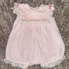80’s Vintage C.I. Castro Pink Lace Baby Bubble Romper 18 Months picture
