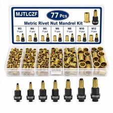 77PCS Carbon Steel Rivet Nut Tool Set, M3-M12 Mandrels with 70 Rivet Nuts picture