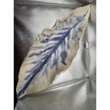 Handmade Studio Pottery Leaf Platter Cobalt Blue White Ceramic Botanical Dish picture