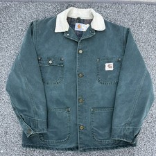 Vintage Carhartt Jacket Mens Medium Green Blanket Lined Barn Chore Coat CB0443 picture