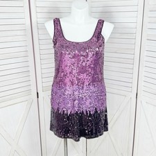 Express Sequin Dress Large Purple Pink Ombre Mini Tank Sleeveless Party Cocktail picture
