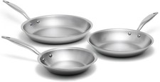 Heritage Steel 3-Piece Titanium 316Ti Fry Pan Set – 5-Ply Fully Clad – Induction picture