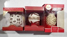 Lenox 2012 2011 2010 Annual Holiday Gold white Porcelain Ball Snowflake Ornament picture