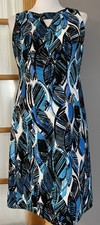 90s Kasper Women’s Career Dress 8 Blue Abstract Cut Out Wedding Business Casual picture