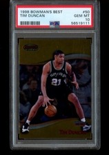 1998-99 Bowman's Best Tim Duncan 2nd Year #50 Spurs HOF PSA 10 Gem Mint Low Pop picture