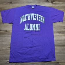 Vintage 90s Russell Athletic Northwestern University Alumni Purple Tee Size XL picture