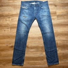 Diesel Thavar Jeans Mens 34 (Fits 36x34) Blue Slim Skinny Distressed R831Q Denim picture