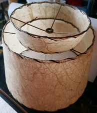 2 Vintage MCM Fiberglass Lamp Shade 2 Tier Whip Stitch Atomic Spaghetti 1950s picture