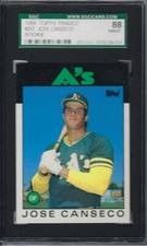 1986 Topps Traded Jose Canseco RC #20T Graded SGC 88 (8) NM-MT picture