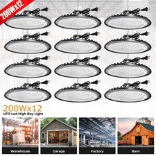12Pcs UFO Led High Bay Light 200W Commercial Industrial Warehouse Factory Light picture