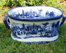Chinoiserie Jumbo Blue white Foot Bath Orchid Planter 18