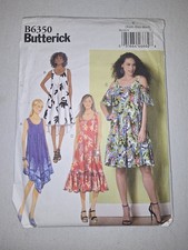 Butterick B6350 Pattern Pullover Loose-Fitting Sleeveless Dress Sz XS,S,M NOS picture