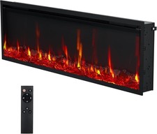 GRAVEE Electric Fireplace 60 Inch Recessed Wall Mount Heater Remote Control picture