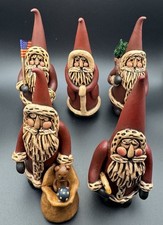 Vintage M. Reinke Signed Hand Carved & Painted Santa Lot Of 5 Resin picture