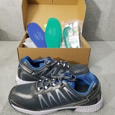 OrthoFeet Men's Size 14 2E Extra Wide Gray Blue Sprint Sneakers NEW in BOX picture