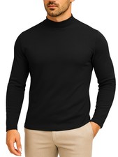 Mens Long Sleeve Mock Turtleneck Pullover Soft Cotton Casual Bryle Winter Top picture