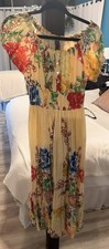 NWT Me 2 Magic Yellow Floral Maxi Dress L Smocked Boho Cottagecore Anthropologie picture