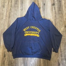 Vintage 1980s Champion Faded Navy Blue Westchester University Hoodie Size XL picture