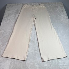 NWOT American Giant Womens Ribbed Wide Leg Pull-On Pants XL Cream Made in USA picture