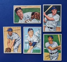 1952 Bowman - 5 Card Lot ~ CREASE FREE - Eddie Robinson/Parnell/Zernial/Hearn+ picture