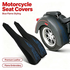 PU Leather Flame Rear Trike Fender Bra for Harley Tri Glide Ultra Classic, Blue picture
