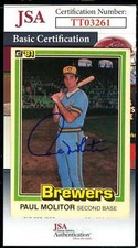 Paul Molitor JSA Coa Autograph 1981 Donruss Signed picture