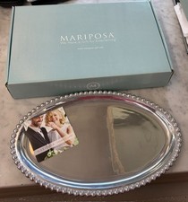 Mariposa LARGE OVAL PLATTER String of Pearls Line, Aluminum-Hand Crafted picture