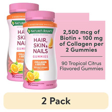 (2 PACK)Nature's Bounty Hair Skin and Nails, Collagen and Biotin, Gummies, 90 Ct picture