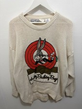 Vintage 1989 Bugs Bunny 50th Birthday Sweater Warner Bros Knit Happy Birthday L picture