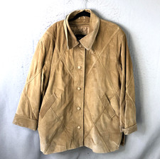 Dennis Basso Coat Womens 2X Beige Leather Snap Front Western Ranch Rodeo picture