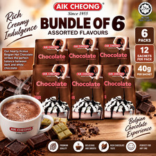 6 x Aik Cheong 3 in 1 Hot Chocolate Drink 40g x 12 Sachets Halal picture