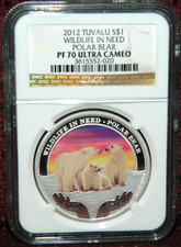 2012 Tuvalu $1 Wildlife In Need: Polar Bear Silver Coin - NGC PF 70 Ultra Cameo picture