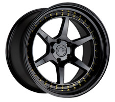 Aodhan DS09 18x10.5 5x114.3 +22 Gloss Black W /Gold Rivets Wheel Rim picture
