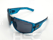 Quicksilver Sports Wrap Shield Sunglasses Black Blue Frame Dark Smoke Lens NEW picture