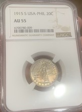 1915-S US Philippines Twenty Centavos NGC MS AU-55 KEY DATE Very Scarce picture
